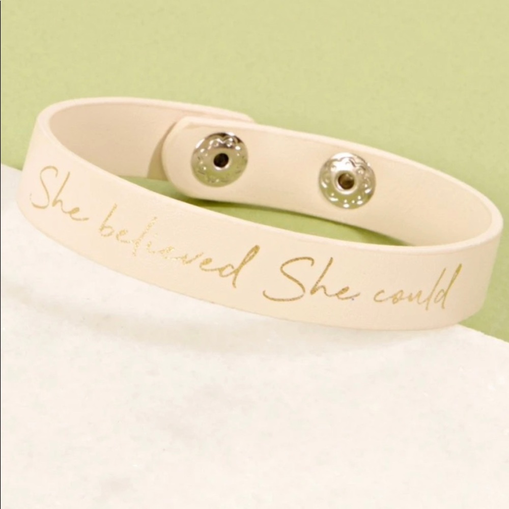 She believed She could Leather Cuff Bracelet - Picture 9 of 12